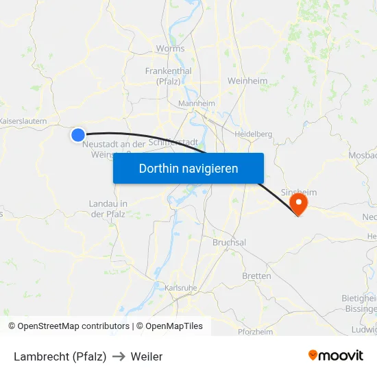 Lambrecht (Pfalz) to Weiler map