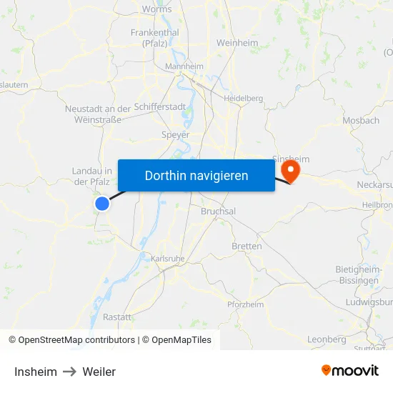 Insheim to Weiler map