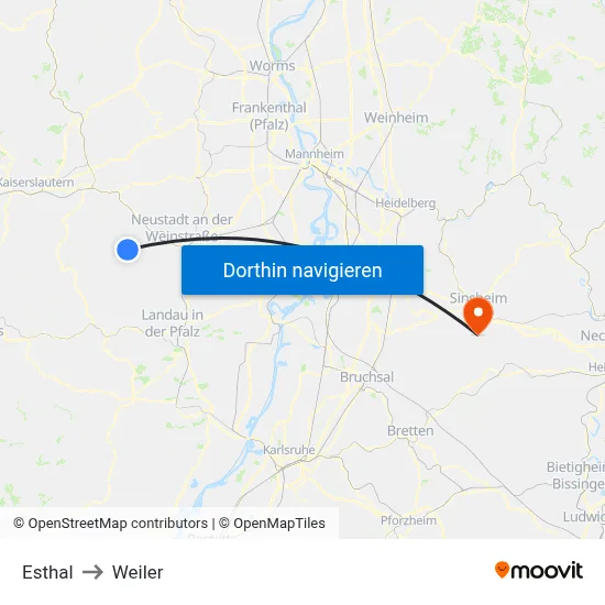 Esthal to Weiler map