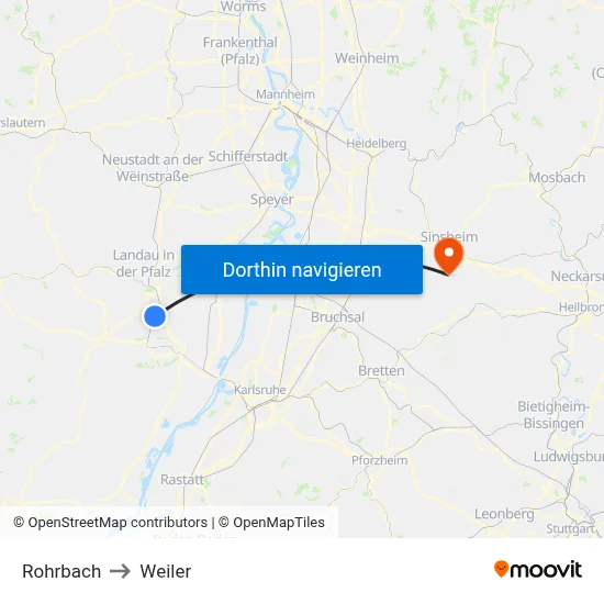 Rohrbach to Weiler map