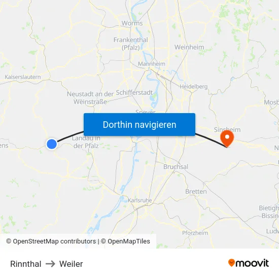 Rinnthal to Weiler map