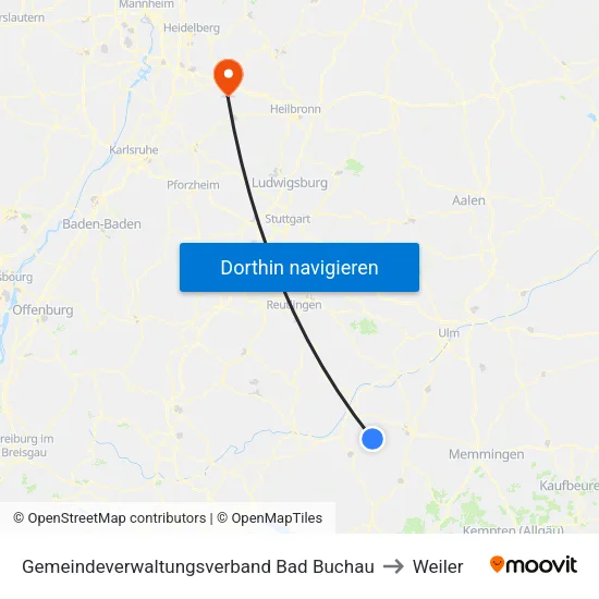 Gemeindeverwaltungsverband Bad Buchau to Weiler map