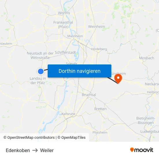 Edenkoben to Weiler map