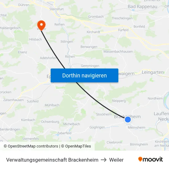 Verwaltungsgemeinschaft Brackenheim to Weiler map