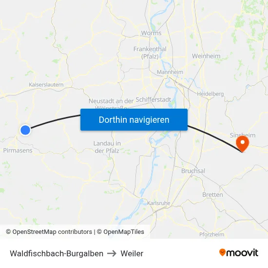 Waldfischbach-Burgalben to Weiler map
