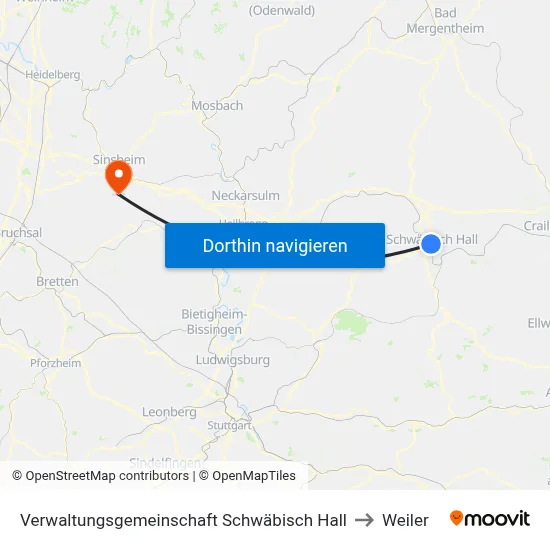 Verwaltungsgemeinschaft Schwäbisch Hall to Weiler map