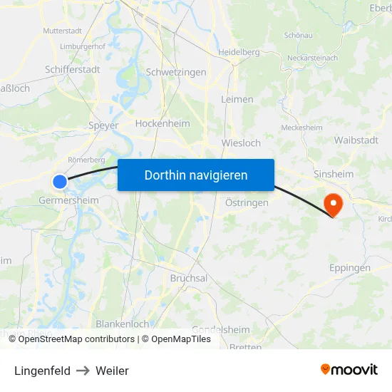 Lingenfeld to Weiler map
