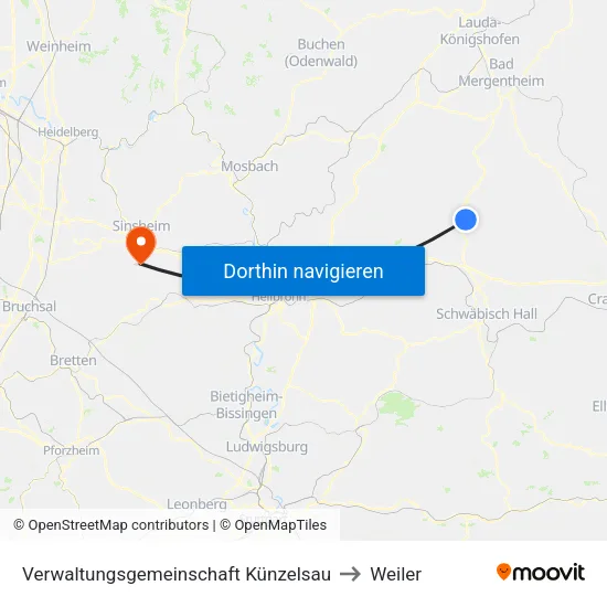 Verwaltungsgemeinschaft Künzelsau to Weiler map