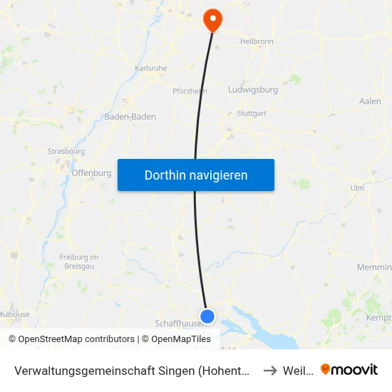 Verwaltungsgemeinschaft Singen (Hohentwiel) to Weiler map