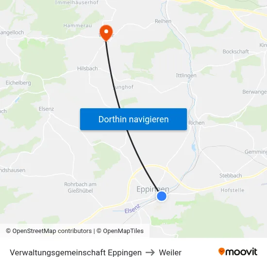 Verwaltungsgemeinschaft Eppingen to Weiler map
