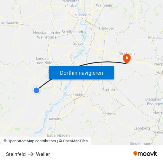 Steinfeld to Weiler map