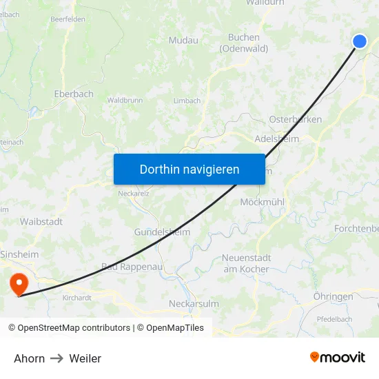 Ahorn to Weiler map