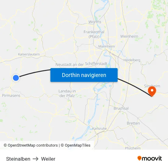 Steinalben to Weiler map