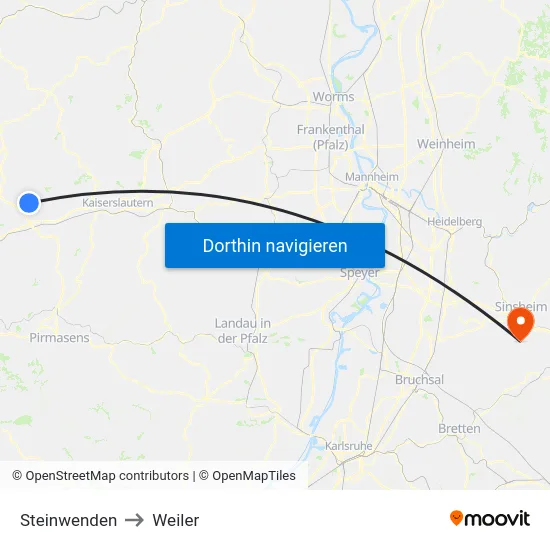 Steinwenden to Weiler map