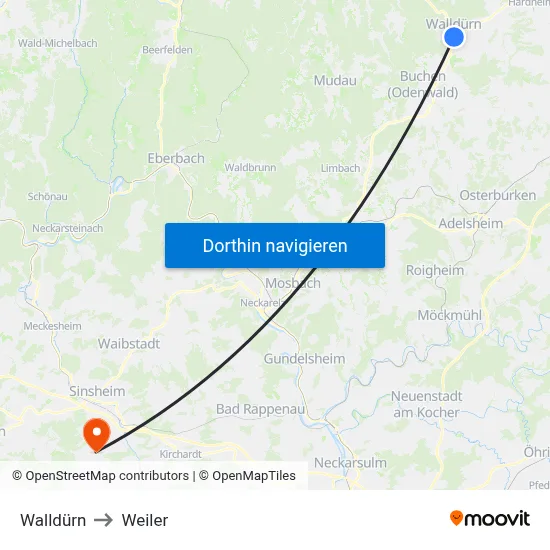 Walldürn to Weiler map