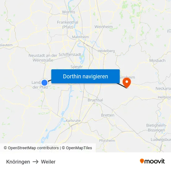 Knöringen to Weiler map