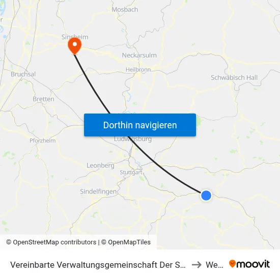 Vereinbarte Verwaltungsgemeinschaft Der Stadt Uhingen to Weiler map