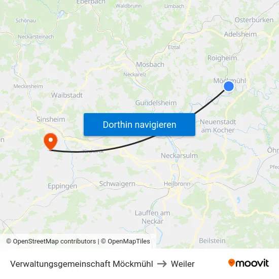 Verwaltungsgemeinschaft Möckmühl to Weiler map