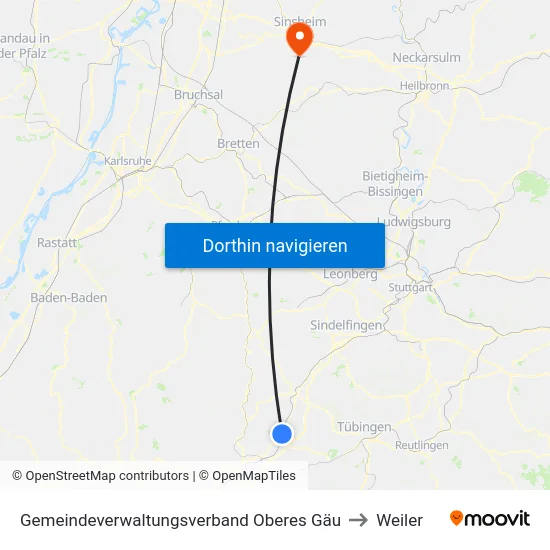 Gemeindeverwaltungsverband Oberes Gäu to Weiler map