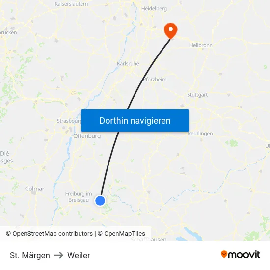 St. Märgen to Weiler map