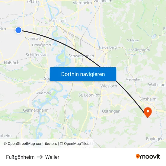 Fußgönheim to Weiler map