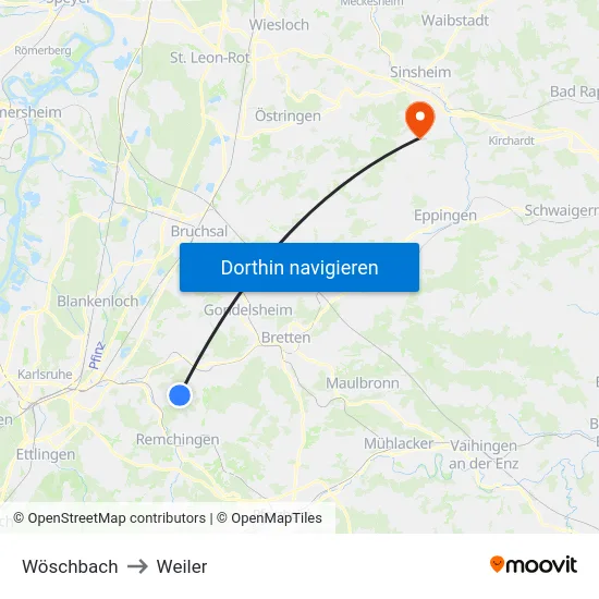 Wöschbach to Weiler map