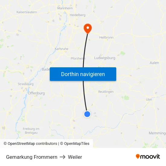 Gemarkung Frommern to Weiler map