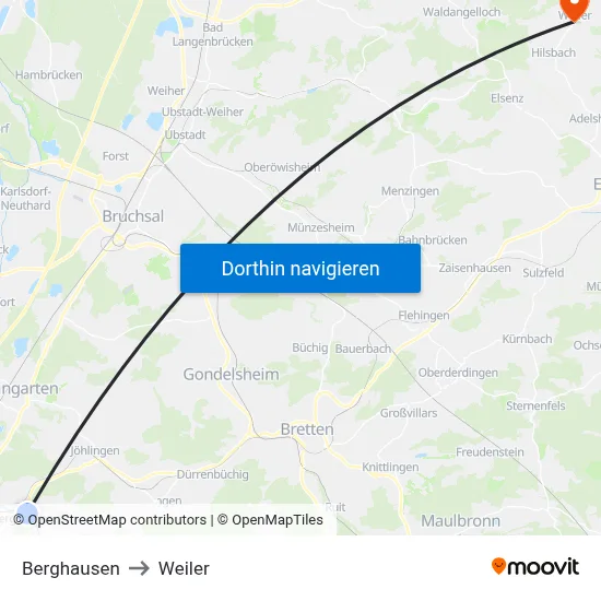 Berghausen to Weiler map