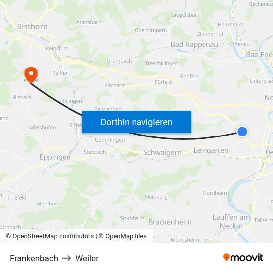 Frankenbach to Weiler map