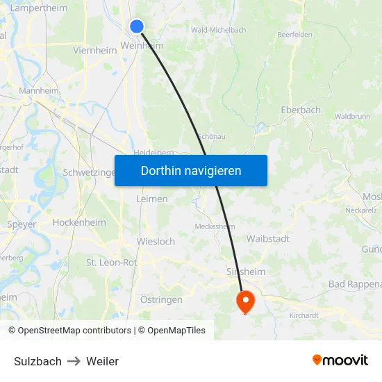 Sulzbach to Weiler map