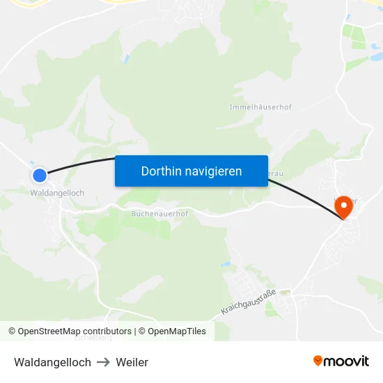 Waldangelloch to Weiler map