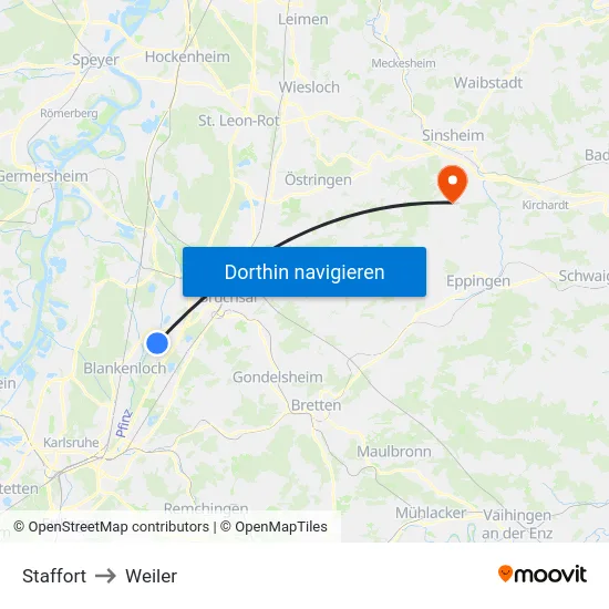 Staffort to Weiler map