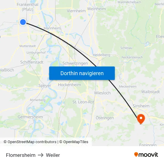 Flomersheim to Weiler map