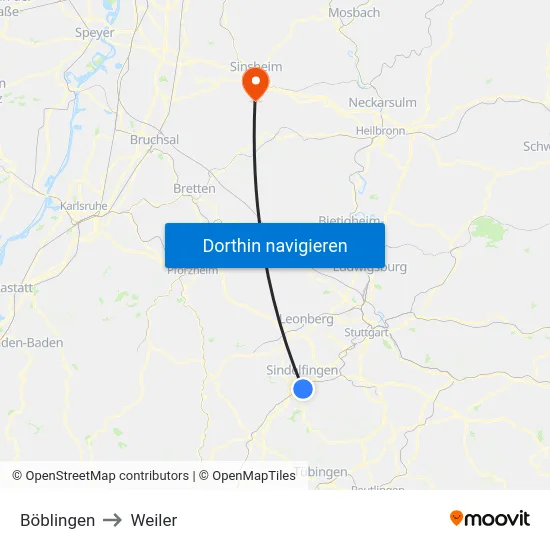Böblingen to Weiler map