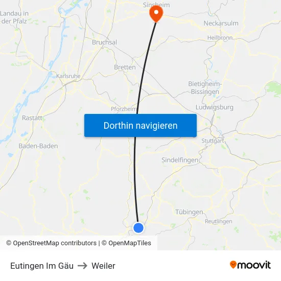 Eutingen Im Gäu to Weiler map