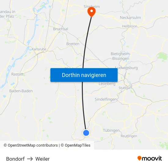Bondorf to Weiler map