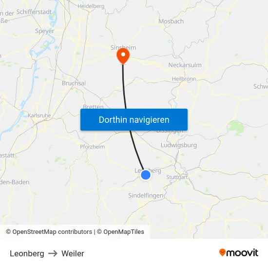 Leonberg to Weiler map