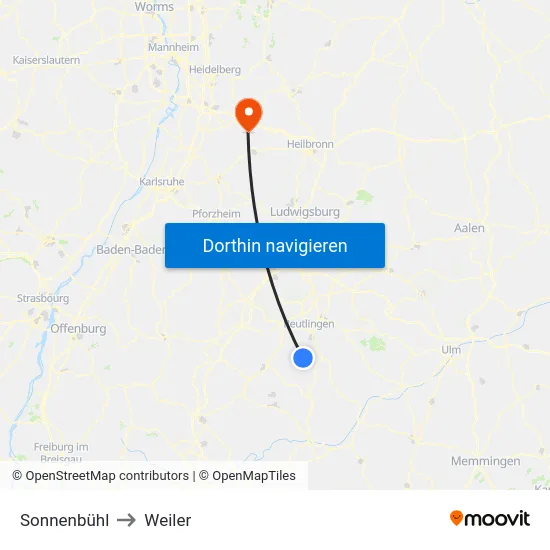 Sonnenbühl to Weiler map