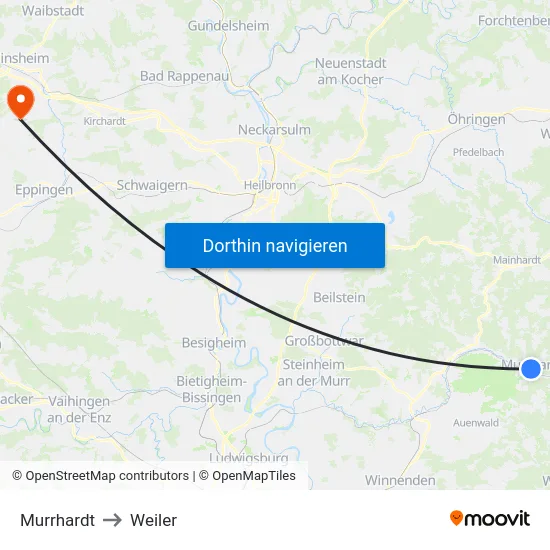 Murrhardt to Weiler map