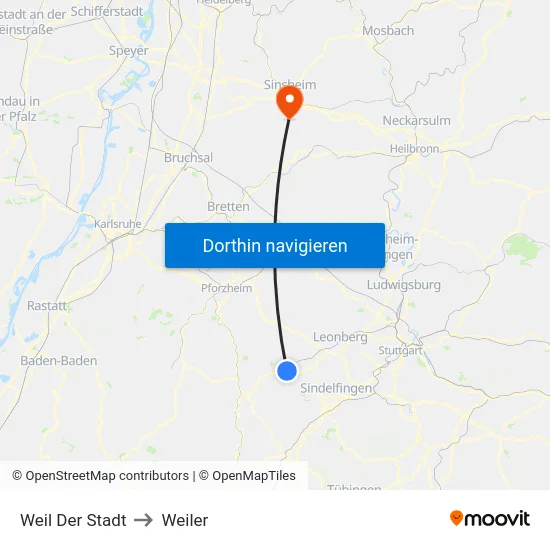 Weil Der Stadt to Weiler map