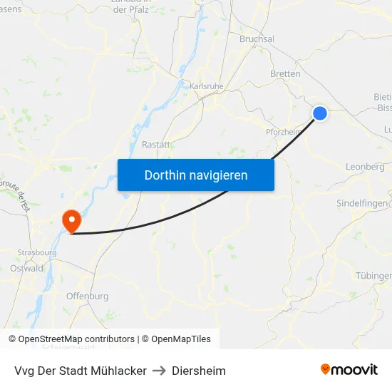 Vvg Der Stadt Mühlacker to Diersheim map