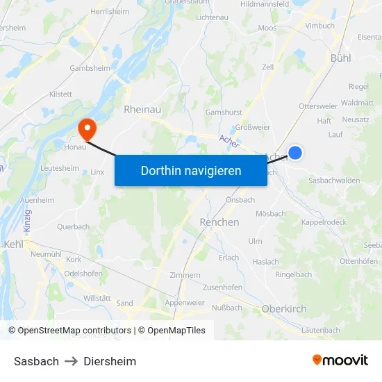 Sasbach to Diersheim map