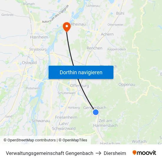 Verwaltungsgemeinschaft Gengenbach to Diersheim map