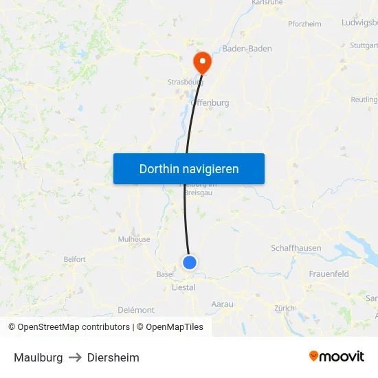 Maulburg to Diersheim map