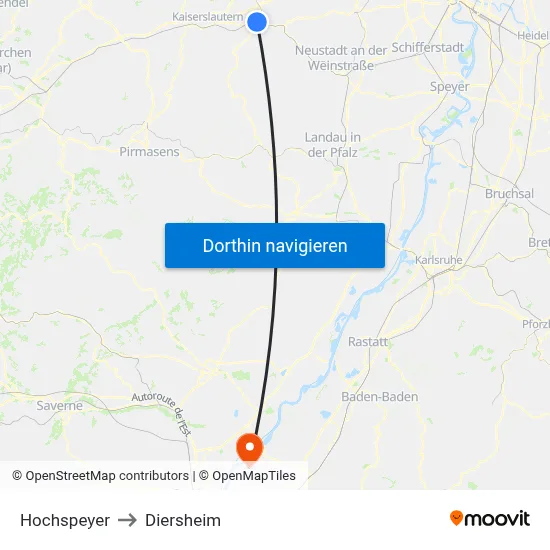 Hochspeyer to Diersheim map