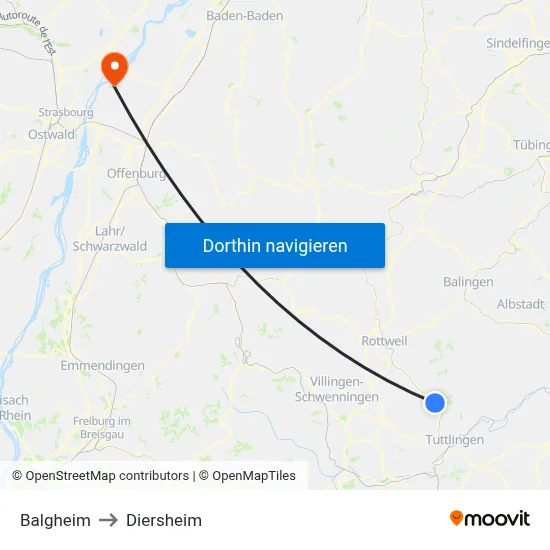 Balgheim to Diersheim map