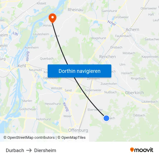 Durbach to Diersheim map