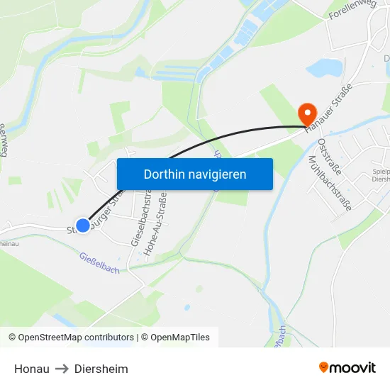 Honau to Diersheim map