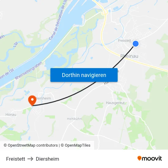 Freistett to Diersheim map