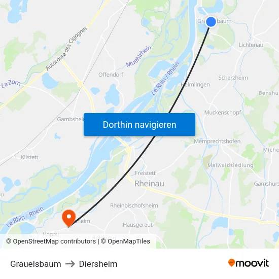 Grauelsbaum to Diersheim map